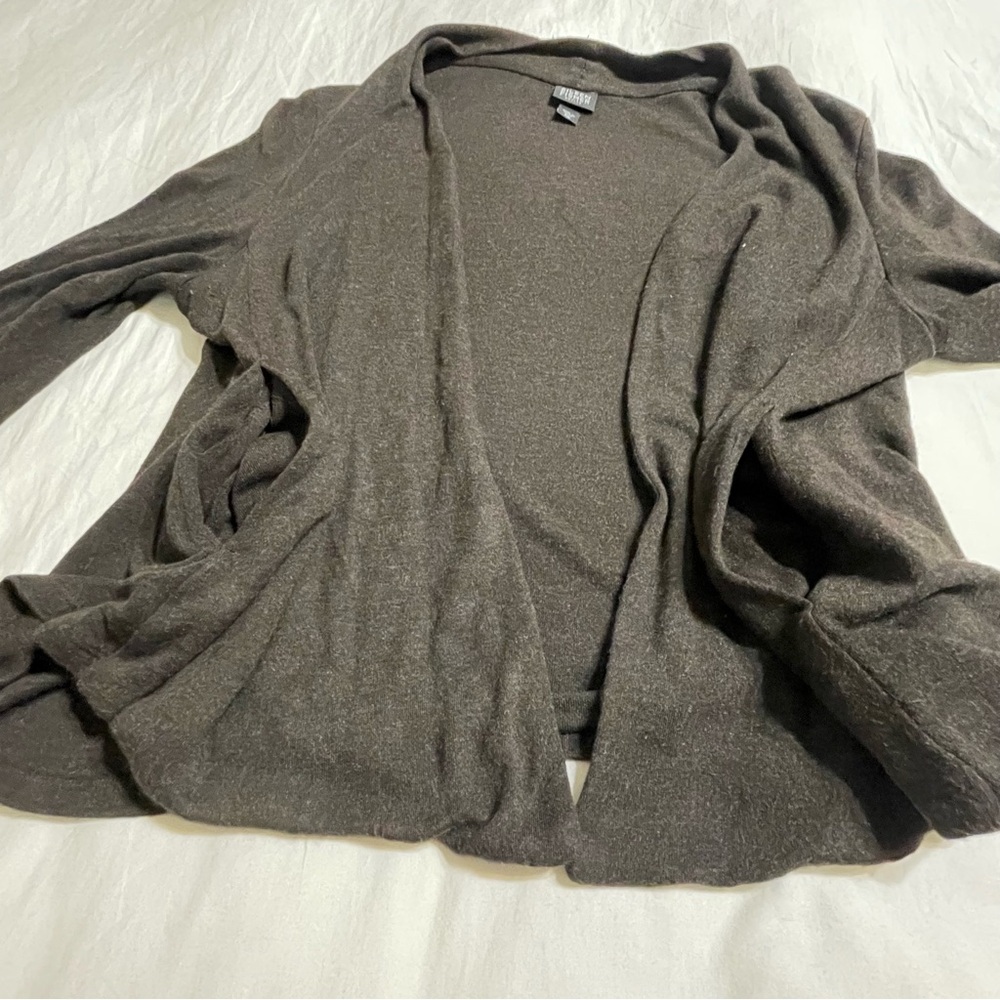 Eileen Fisher Cardigan Sweater Petite Size PM Brown Open Front 100% Viscose - Picture 9 of 14
